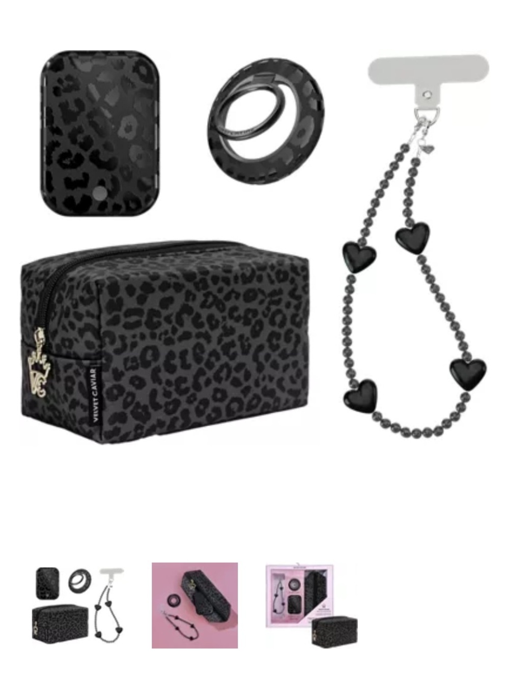 Velvet Caviar Black Leopard Phone Accessories Travel Set MagSafe